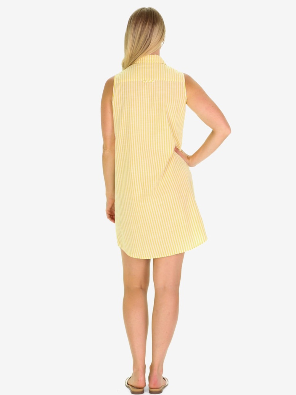 Duffield Lane Green and White Striped Shirt Dress - Picture 6 of 6